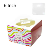 50 Set 6 Inch Cake Box With Window Paper Cheese Birthday Cake Boxes With Handle Wedding Party Cake Boxes For Kids 20x20x15cm