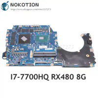 NOKOTION For HP 17-AN 17T-AN 17T-AN000 17-AN012DX Laptop Motherboard I7-7700HQ CPU RX480 8G 929522-601 929522-001 DAG3BCMBCG0