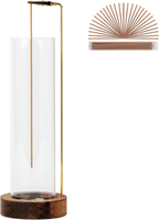 Incense Holder for Sticks, Anti-Ash Flying Incense Burner with 30 Incense Sticks, Detachable Glass A