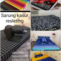 Sarung Kasur Resleting 180x200x20 160x200x20 140x200x20 120x200x20 100x200x20 90x200x20Satu set Saru