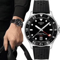 TISSOT 天梭 官方授權 Seastar 1000 GMT 海星300米潛水錶 母親節送禮首選-40mm T1208521705100