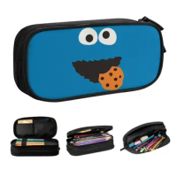 Custom Cookie Monster Face Manga Cute Pencil Cases Boy Girl Large Capacity Sesames Street Pencil Box Students Stationery