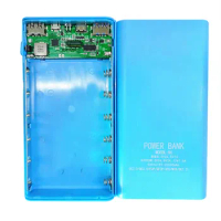 18650 Battery Power Bank Box 5V 2.1A LCD Display 20000MAh Power Board for 6X18650 Battery DIY Powerbank Case(Blue)