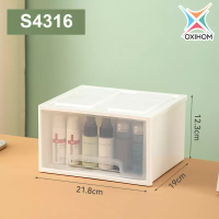 Oxihom Oxihom S4316 Laci Plastik Susun 1 Drawer Storage Organizer Stackable Warna Transparan Putih