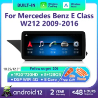 Android 12 Wireless CarPlay Auto Radio For Mercedes Benz E Class W212 2009-2016 Car Multimedia Player Navigation GPS DSP 4G
