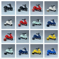 MOC Bricks City Sports Riding Cycle Scooter Motorcycle Helmet Assembly Building Blocks fit with 15396c01 Toys kids gifts