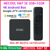 2024 Latest Mecool KM7 SE 2GB DDR4 32GB Android 11 Google Certified 4K ATV BOX Chromecast BT5.1 Voice Control Global version