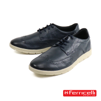 【Ferricelli】翼紋雕孔德比造型休閒鞋 海軍藍(F51255-DBU)