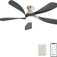 52 Inch Ceiling Fan with Dimmable 3 Colors LED Light Reversible Noiseless DC Motor Smart APP Remote Control
