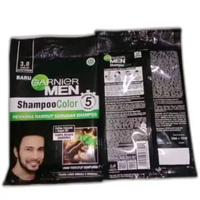 Garnier Men Shampoo Hair Colour Hitam Alami 20Ml, Garnier Men Shampoo Hair Colour Cokelat Kehitaman 