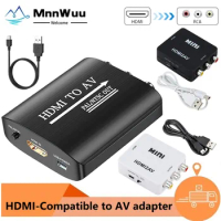 MnnWuu HDMI to RCA converter supports PAL/NTSC suitable for Apple TV Roku Fire Stick Blu -ray DVD player old TV projector etc.