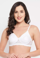 Clovia Clovia Flair Non-Padded Non-Wired Full Coverage Spacer Cup T-shirt Bra in White - Cotton Rich
