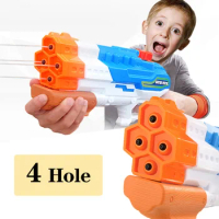 4 Hole Summer Water Gun Blaster Guns for Children Large Capacity Water Toys Pistol Cannon Outdoor Pool Beach Toy for Boys