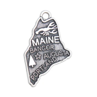 Fashion American State Alloy Maine Map Charms Metal Portland Charms 50pcs 15*25mm AAC592