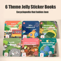 Portable Jelly Sticker Books reusable puzzle Cognitive Game Animal Dinosaur For Kids Book Montessori Early Education Toys Gifts