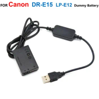 DR-E15 LP-E12 Fake Battery Adapter+ACK-E15 Power Bank Charger USB Cable For Canon EOS-100D Kiss x7 EOS 100D Rebel SL1 SX70HS