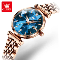 OLEVS 5536 Fashion Quartz Watch Round-dial Stainless Steel Watchband Calendar