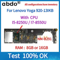 new.NM-B291 Motherboard.For Lenovo Yoga 920-13IKB Laptop Motherboard, With I5 I7 8th Gen CPU, 16GB RAM, 100% test, Fast Delive
