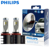 2X Philips X-treme Ultinon LED H8 H11 H16 6000K +200% more Bright Light Car LED Fog Lamps Genuine Original Bulbs 12834UNIX2