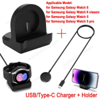 Magnetic Charger For Samsung Galaxy Watch 5 Pro USB Type-C Charging Dock For Samsung Watch 6/6 Classic Universal Charging Stand