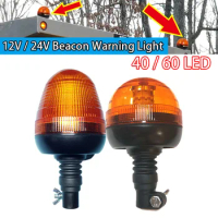 12V/24V LED Truck Tractor Beacon Light Rotating Beacon 3 Modes Rotary Warning Flashing Emergency Strobe Signal Lamp Amber