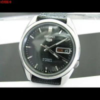 “Computer dial” Second-hand Japanese Dark stripe Black seiko 5 men's watch 7s26（nylon strap）