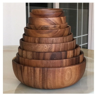 廠家直銷相思木木碗圓形創意吃飯碗整木挖制沙拉碗現貨訂制