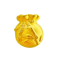 Pure 24K Yellow Gold Bracelet Women 3D Gold 999 Bamboo Bag Bracelet