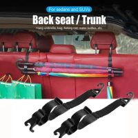 2pcs Car Back Seat Hook Multi-function Rear Seat Headrest Hanging Hook Umbrella Holder Seat Back Storage Interior Organizer