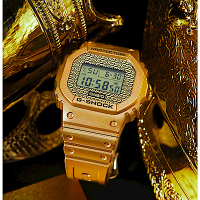 CASIO卡西歐 G-SHOCK 嘻哈風格 霸氣金鍊計設 替換式錶圈/錶帶組 經典系列 DWE-5600HG-1_43.8mm