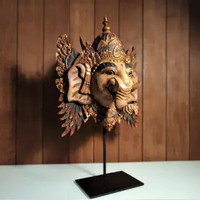 Leolle Patung Pajangan Ganesha Ukiran Kayu Handmade Bali dengan Stand Besi β Dekorasi Rumah