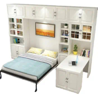 Space saving furniture king size electric Murphy bed vertical wall bed with office desk