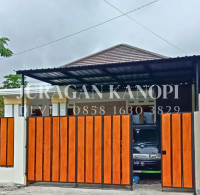 Pagar rumah minimalis motif kayu GRC Terpasang