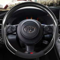 Carbon Fibre Leather Car Steering Wheel Cover For Toyota 86 GT86 2016-2021 Yaris 2016-2019 Subaru BRZ 2016-2022 Auto Accessories