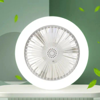 Aromatherapy Fan Lamp Universal E27 Light Holder LED Fan Lamps with Remote Control Stepless Dimming Timing for Bedroom Dormitory