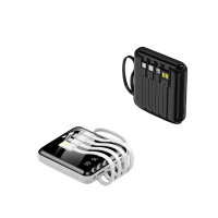 50000mAh 4 Cables Full Capacity Mini Powerbank Dual USB Portable Digital Display Power Bank Slim Bat