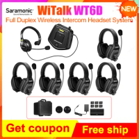 Saramonic WiTalk WT6D Full Duplex Marine Boat Wireless Communication Intercom Headset System Coaching Events Microphone