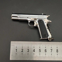 1:3 Bright Silver 1911 Full Metal Gun Model Toy Keychain Pendant Gift Home Decoration Can Not Shoot