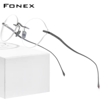 FONEX Pure Titanium Glasses Frame Women 2020 New Men Rimless Eyeglasses Frame Eyewear 8534