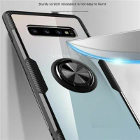 Shockproof Case For Samsung Galaxy S10 5G S105G TPU Silicone Ring Holder Armor Back Cover Clear Hard Case for Samsung S10 5G