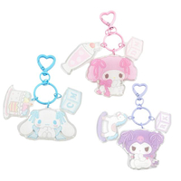 小禮堂 【限購】Sanrio 三麗鷗 x 粧美堂 壓克力三連鑰匙圈 (緞帶款) 美樂蒂 酷洛米 大耳狗