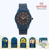 Mirage Jam Tangan Pria Analog 8807 M Navy Original Stainless Plat Biru