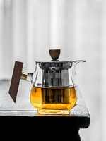 玻璃茶壺泡茶家用茶具單壺泡茶壺耐高溫不銹鋼木側把沏茶壺泡茶器