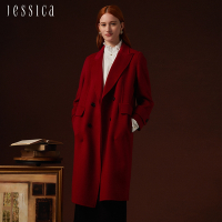 JESSICA - 氣質修身保暖顯瘦翻領羊毛大衣外套J35C01（紅）