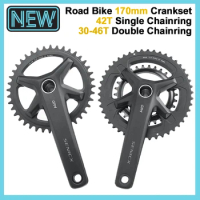 170mm Bicycle Crank 110 BCD Chainring 42T 30-46T Single Double Chainwheel 24mm For Gravel Bicycle Crankset Road Bike Parts