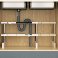 廚房可伸縮下水槽置物架 置物架 櫥柜內分層架 廚下收納架 展示架 水槽下置物架 可伸縮收納架 收納架子