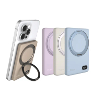【Timo】MCK-WCT 5000mAh 旋轉支架 磁吸無線充電行動電源(Magsafe/手機支架/電量數顯)