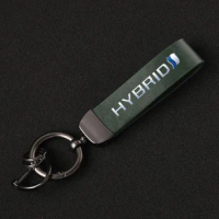 Leather car keychain Horseshoe Buckle Jewelry for Hybrid car Toyota Prius Camry Rav4 yaris Auris Car with logo Accessories