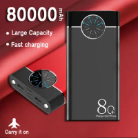 80000mAh Power Bank Portable High Capacity Charger 2LED External Battery Pack for Outdoor Travel iphone xiaomi Samsung LG