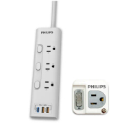 【Philips 飛利浦】超值組-3開3插 2USB+Type C PD 20W延長線1.8米+1開1壁插(CHP8430+CHP3010W)